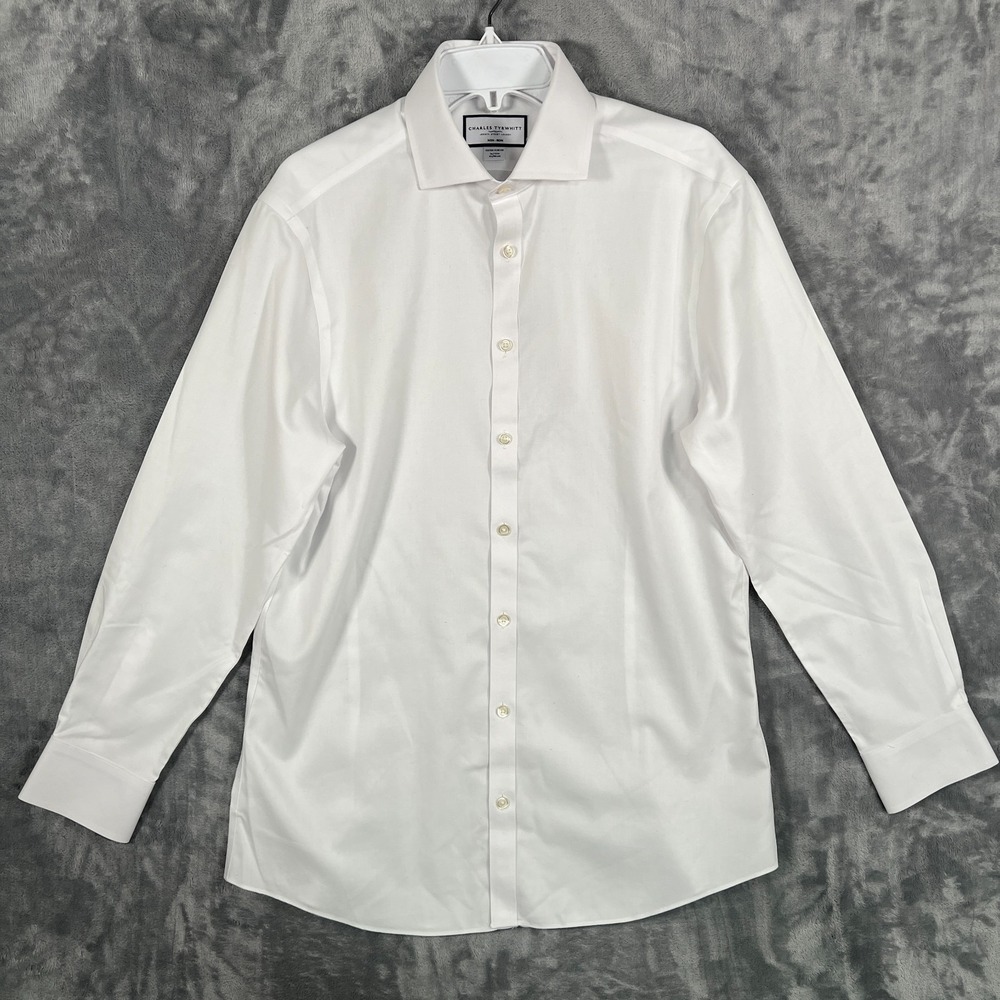 Charles Tyrwhitt White Dress Shirt Mens 16 33 Extra Slim Fit Button Up Cotton